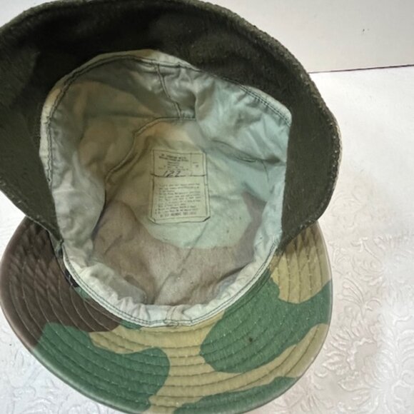 VTG US Army Military Cold Weather Patrol Ear Flap Cap Woodland Camo Pattern - Picture 6 of 12